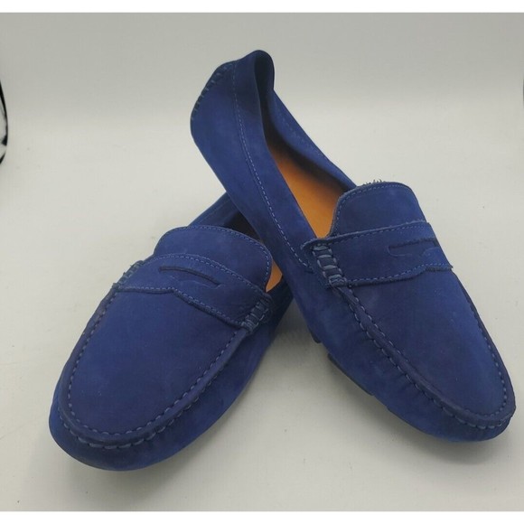 Mercanti Fiorentini Loafer driving shoes Slip On Suede Size 9.5 Made Brazil Blue - Picture 10 of 11